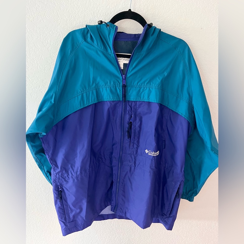 Vintage Women’s Columbia Windbreaker In Turquoise And Purple